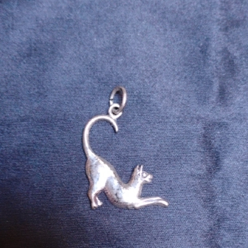Stylish Silver Cat Charm Pendant